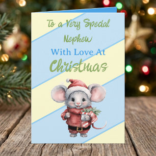 To a Very Special Nephew blue Christmas Holiday Card