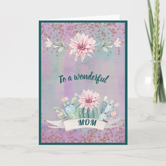 To A Wonderful Mother Watercolor Cactus Card (Front)
