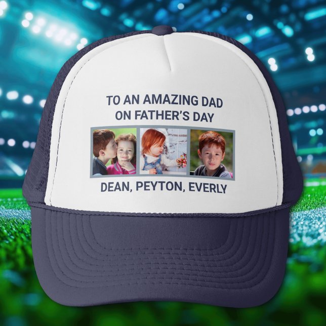 To an Amazing Dad on Father’s Day Custom Photos Trucker Hat (Creator Uploaded)