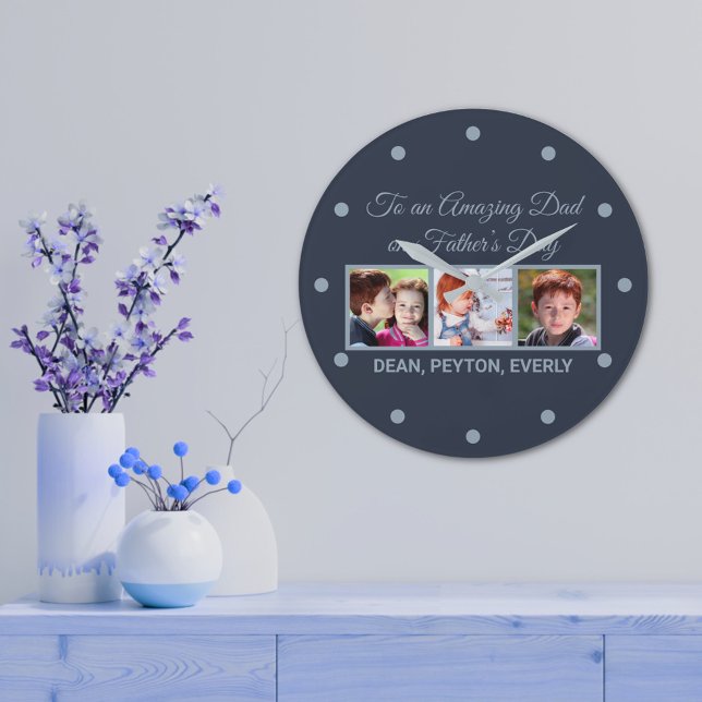 To an Amazing Dad on Father’s Day Photo Large Clock (Creator Uploaded)