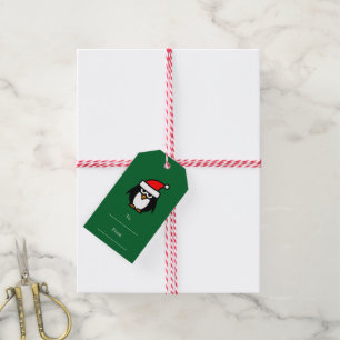 To and from Christmas gift labels with penguin