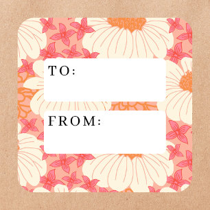 To and From Floral Gift Label Stickers