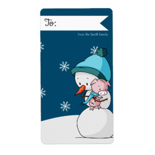 To and From Snowman and Pig Personalized Christmas