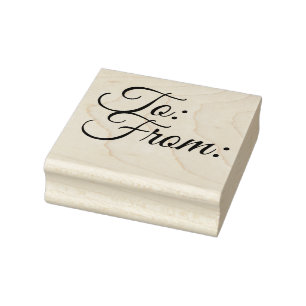 To and From Wooden Block Mounted Rubber Stamp