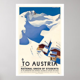 To Austria With National Union of Students Vintage Poster