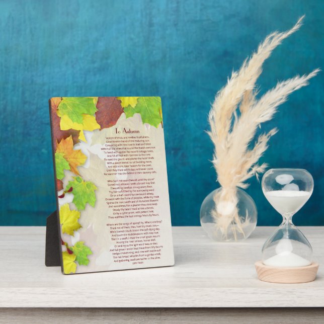 To Autumn Poem by John Keats Plaque (Side)