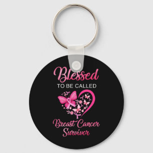 To Be Called Breast Cancer Survivor Pink Butterfly Key Ring