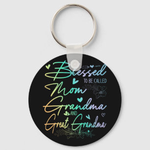 To Be Called Mum Grandma And Great Grandma Floral Key Ring