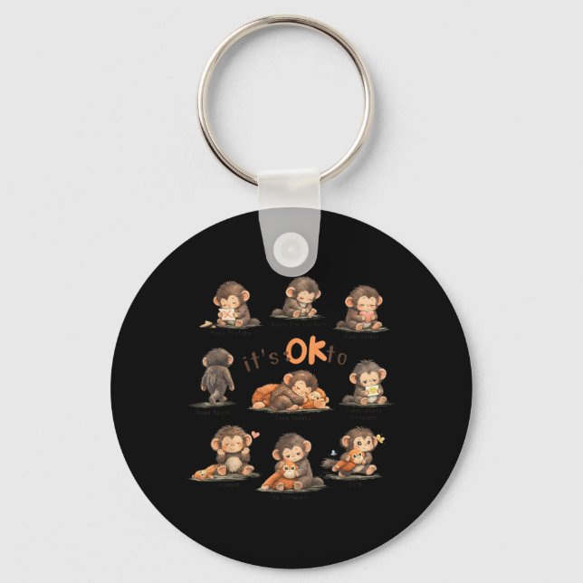 to Be Different Autism Awareness Baby Monkey Punch Key Ring (Front)