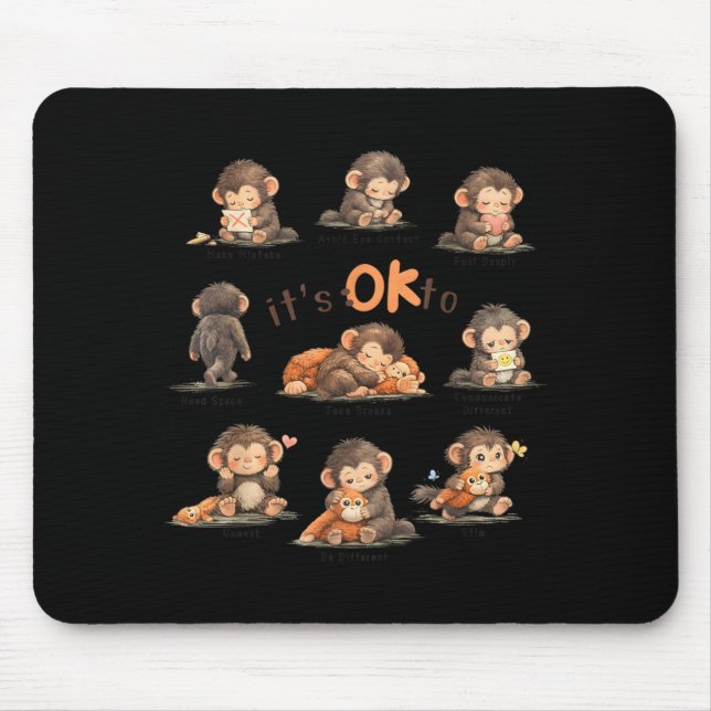 to Be Different Autism Awareness Baby Monkey Punch Mouse Pad (Front)