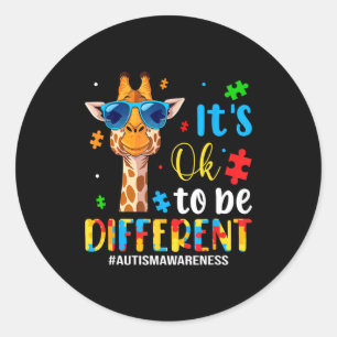 To be different autism awareness cute giraffe classic round sticker