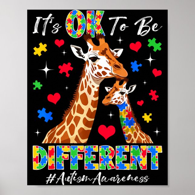 To be different autism awareness giraffe puzzles poster (Front)