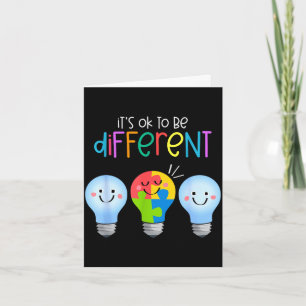 To be different autism awareness puzzle lightbulb card