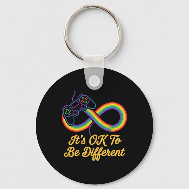 to Be Different Autism Gaming Rainbow Infinity Key Ring (Front)