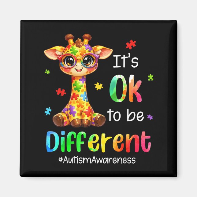 to Be Different Cute Giraffe Animal Autism Magnet (Front)