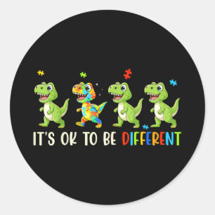 To be different dinosaur for women kids boys autis classic round sticker