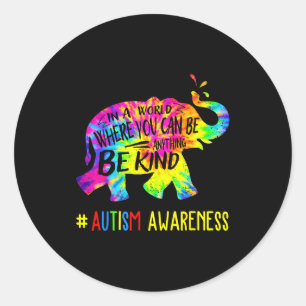 To be different elephant autism awareness tie dye classic round sticker
