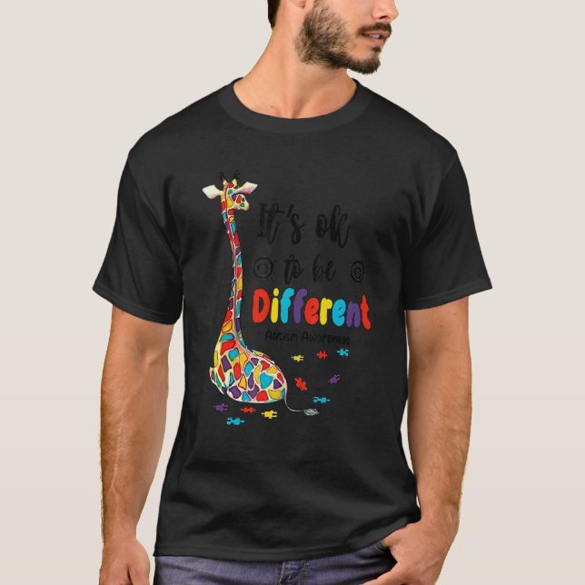 To Be Different Giraffe Autism Support Autism Awar T-Shirt (Front)