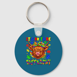 To be different highland cow puzzle autism key ring