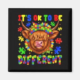to Be Different Highland Cow Puzzle Autism Magnet