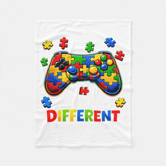 to Be Different Video Game Autism Awareness Boy Fleece Blanket (Front)