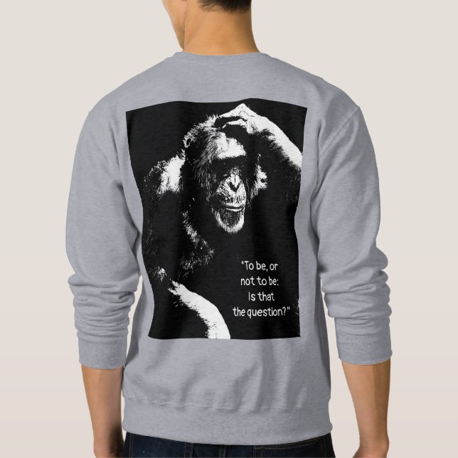 To be or not to be Quote Men's Grey Back Print Sweatshirt (Back)
