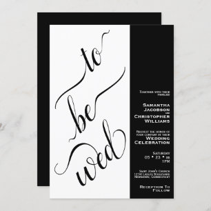 To Be Wed Minimal 2 Pane Black & White Wedding Invitation