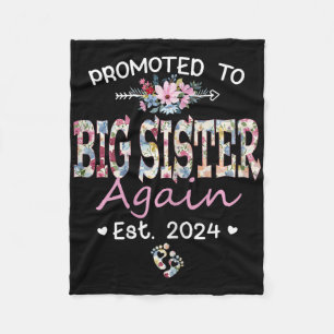 To Big Sister Again Est 2024 Pregnancy Announcemen Fleece Blanket