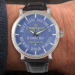To Commemorate a Wedding Day. Married Couple Watch<br><div class="desc">Wedding day watch. For the Bridegroom. A commemorative watch that shown the details of the special wedding day. Personalise with names and date of the marriage.</div>