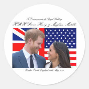 To Commemorate the Royal Wedding Harry and Meghan Classic Round Sticker
