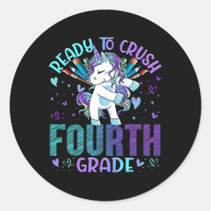 To Crush Fourth 4th Grade Back To School Unicorn K Classic Round Sticker