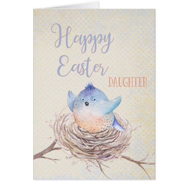 To Daughter, Happy Easter Blue Bird in Nest (Front)