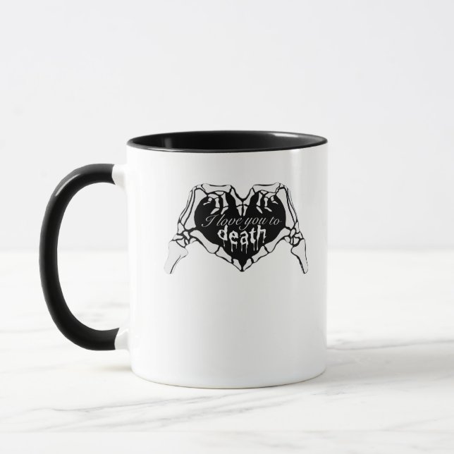 To Death  - Skeleton Hand Heart Mug (Left)
