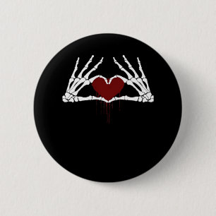 To Death  - Skeleton Heart Hands 6 Cm Round Badge