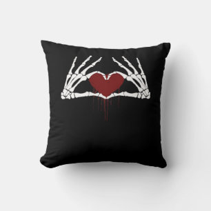 To Death  - Skeleton Heart Hands Cushion