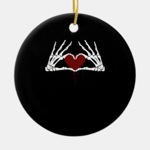 To Death Skeleton Heart Hands Style Ceramic Tree Decoration