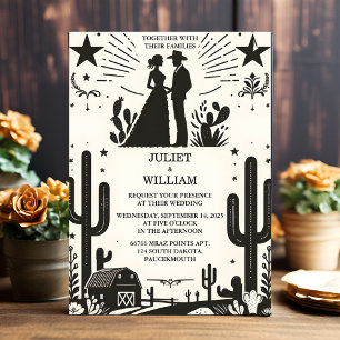 To Desert Rodeo Retro Horse Rustic Western Wedding Invitation