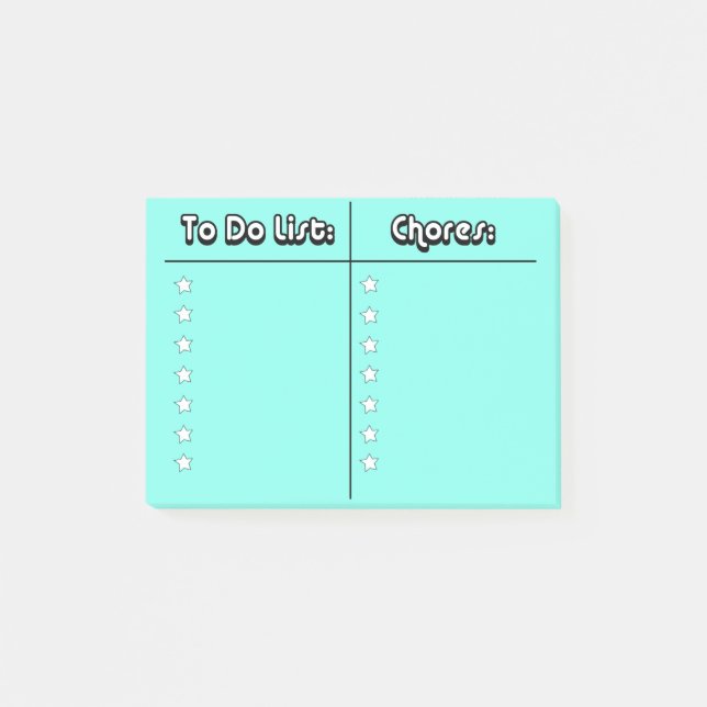 To Do/Chores list Post-it Notes (Front)
