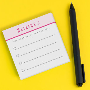 To Do List, Affirmation Checklist Pink Border Post-it Notes
