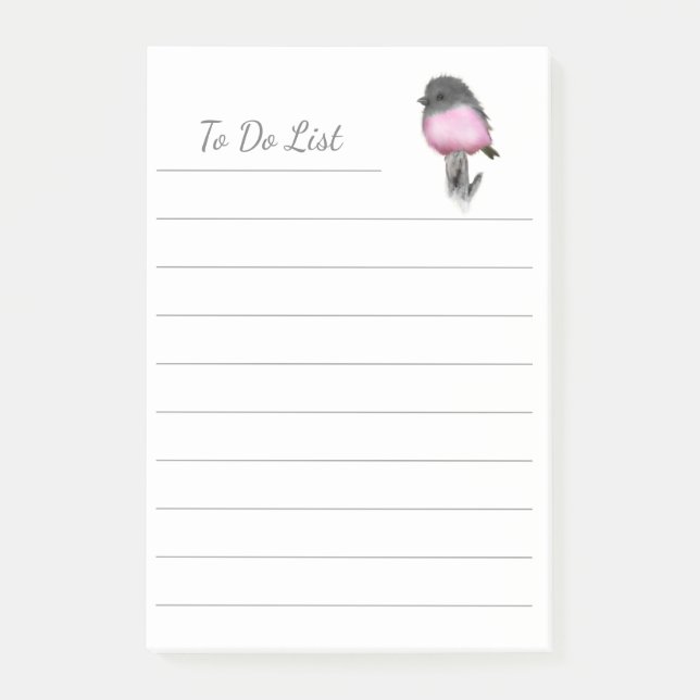 To Do List Baby Bird Pink Robin Post-it® Notes (Front)
