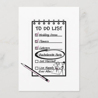 To Do List Bachelorette Party Invitation