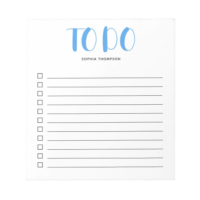 To Do List Bold Script Blue Notepad (Front)