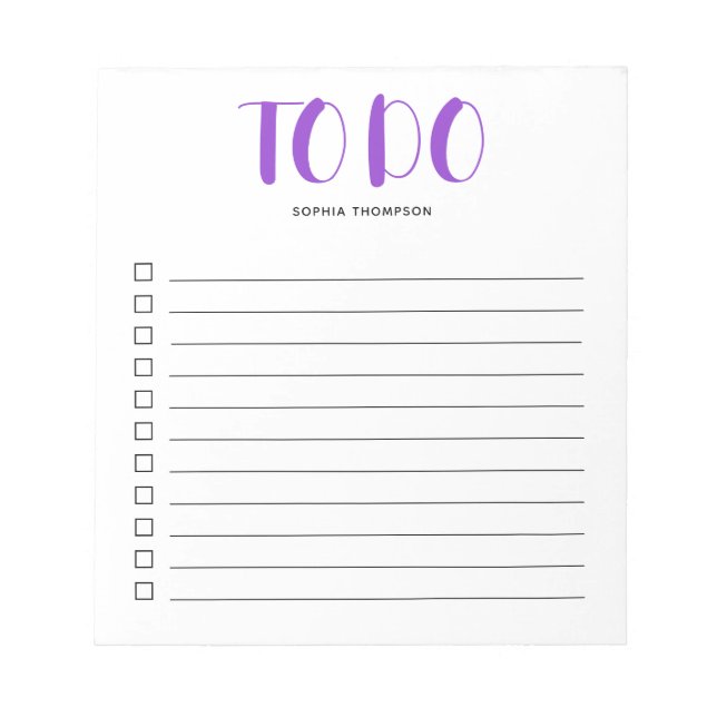 To Do List Bold Script Purple Notepad (Front)