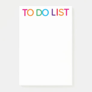 To Do List Bright Multicolored 4 x 6 Post-it Notes