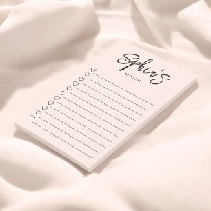 To Do List Brush Script Hearts Blush Pink Notes