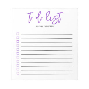 To Do List Brush Script Purple Notepad