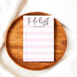 To Do List Brush Script Stripes Pink Notes