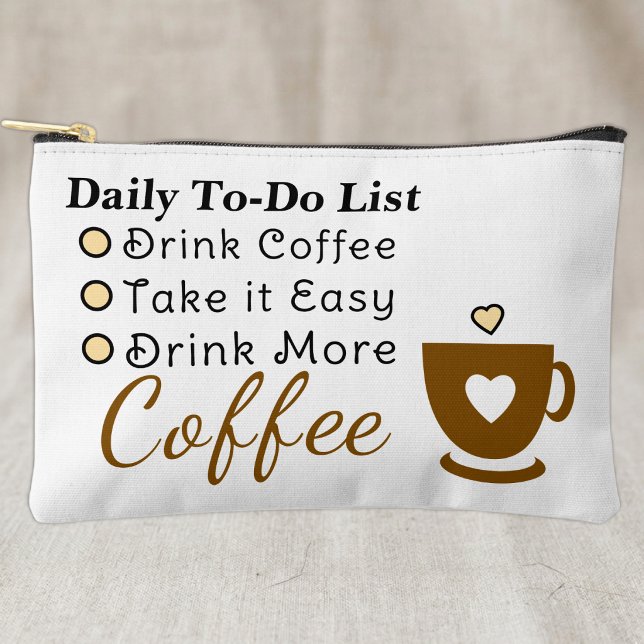 To-do list coffee lovers white brown accessory pouch (Creator Uploaded)