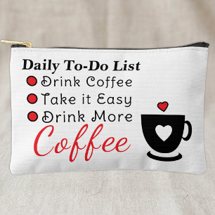 To-do list coffee lovers white red accessory pouch