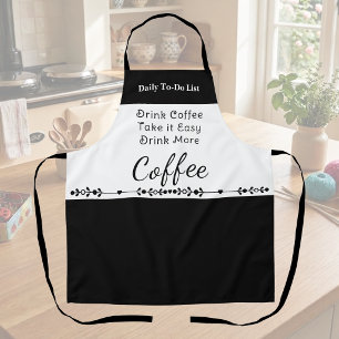 To do list for coffee lovers white black apron